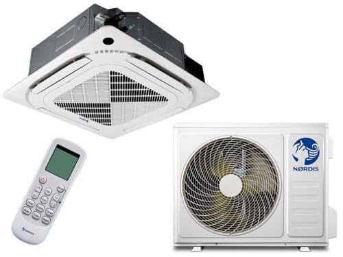 NORDIS FOUR-WAY CASSETTE NIC-NOA55-3 GAISA KONDICIONIERIS Siltumsūkņu uzstādīšana Rīgā. Siltumsūkņi Latvijā.