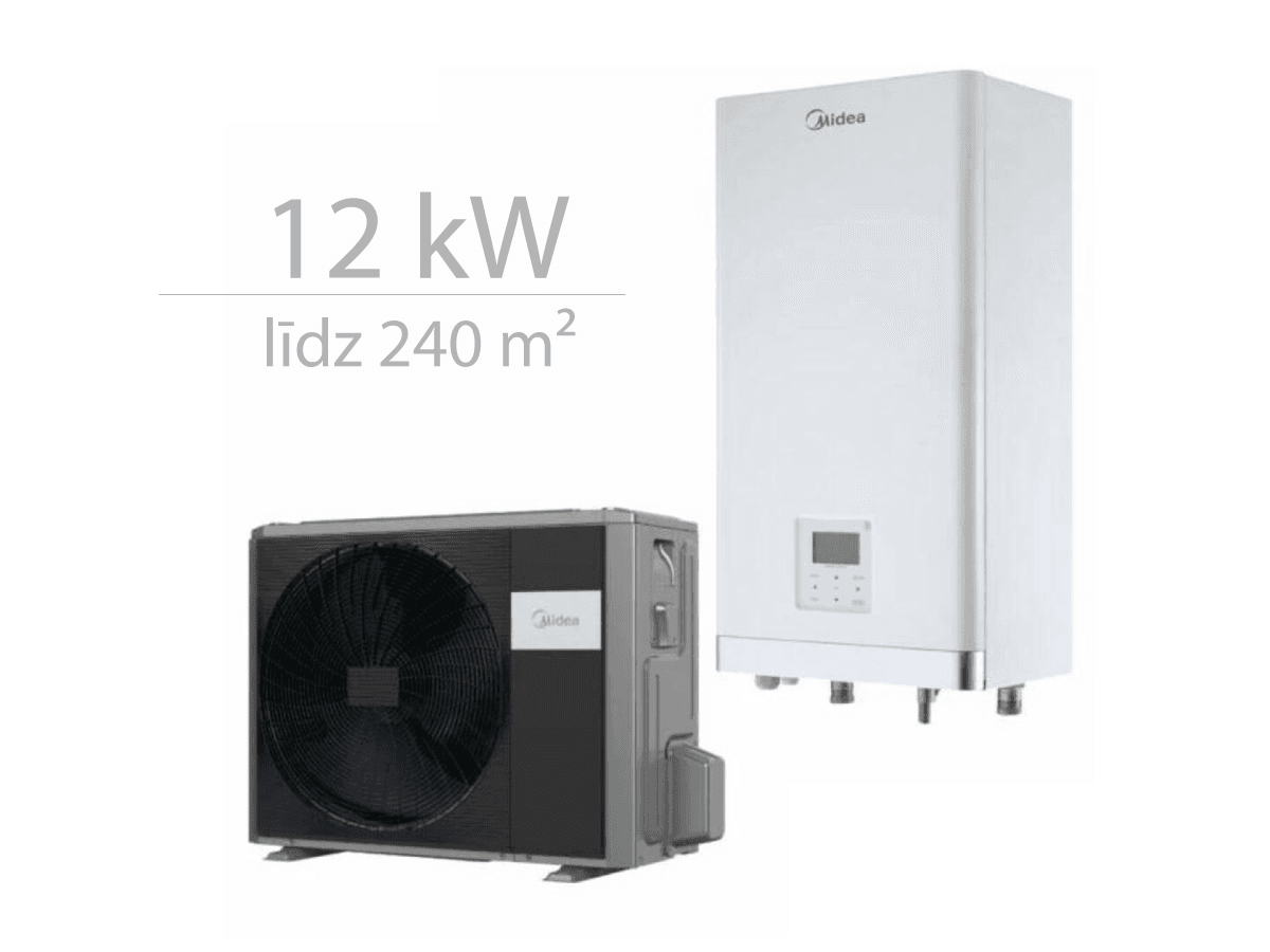 Gaiss- ūdens siltumsūknis Midea M-Thermal 12 kW Siltumsūkņu uzstādīšana Rīgā. Siltumsūkņi Latvijā.