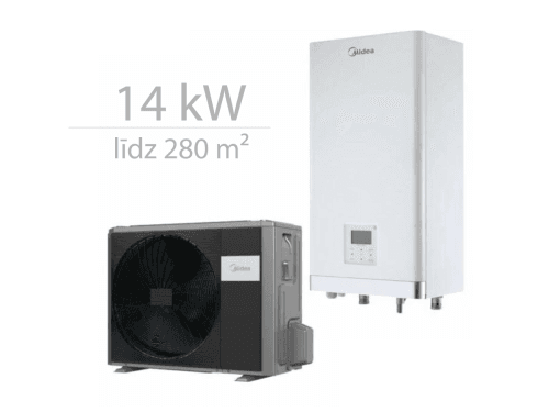 Gaiss- ūdens siltumsūknis Midea M-Thermal 14 kW Siltumsūkņu uzstādīšana Rīgā. Siltumsūkņi Latvijā.