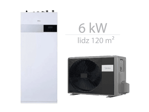 Gaiss- ūdens siltumsūknis Midea M-Thermal 6 kW ar 190l KŪ tvertni Siltumsūkņu uzstādīšana Rīgā. Siltumsūkņi Latvijā.